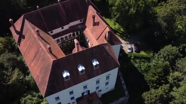 Drone Vola Sopra Castello Ernegg Tempo Soleggiato Bassa Austria — Video Stock
