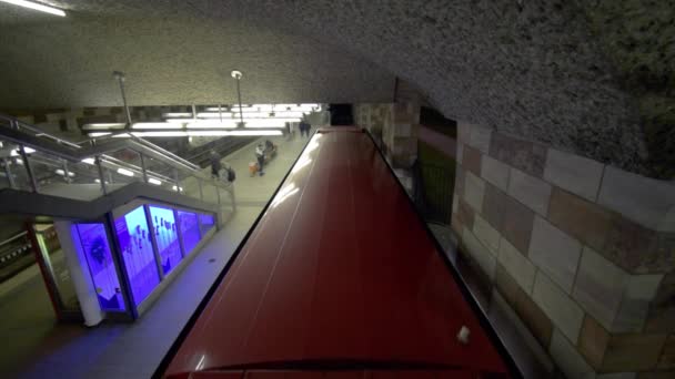 Train Quittant Station Métro Prise Vue Haut Pont Sur Métro — Video