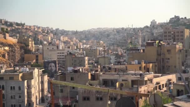 Amman Jordanië Stadsgezicht Authentieke Woonwijk Zonnige Ochtend Panorama — Stockvideo