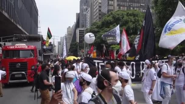 Folla Mascherata Grande Black Consciousness Rally San Paolo Brasile — Video Stock