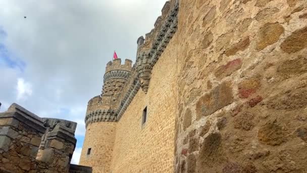 Vídeo Conmovedor Que Muestra Muralla Fachada Fortaleza Gran Castillo Medieval — Vídeos de Stock