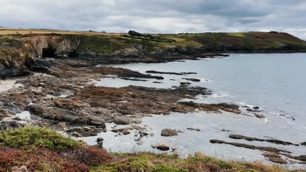 Ongelooflijk Uitzicht Wilde Natuur Met Kliffen Aan Westkust Bretagne Met — Stockvideo