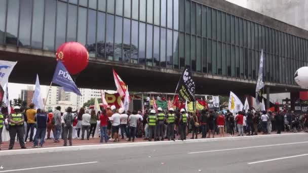 Kunstmuseum Als Achtergrond Black Consciousness Rally Sao Paulo Brazilië — Stockvideo