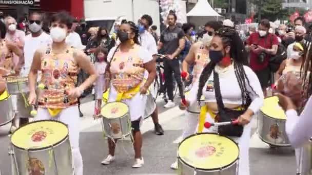 Los Bateristas Bloco Afro Santo Celebran Día Conciencia Negra Brasil — Vídeos de Stock