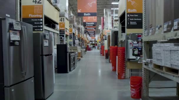 Huishoudapparaten Gereedschappen Voor Doe Het Zelprojecten Gangpaden Van Home Depot — Stockvideo