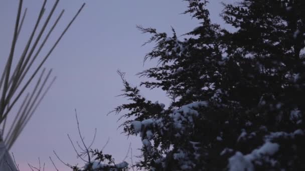 Camera Pan Native American Tipis Pretty Sky — Stock Video