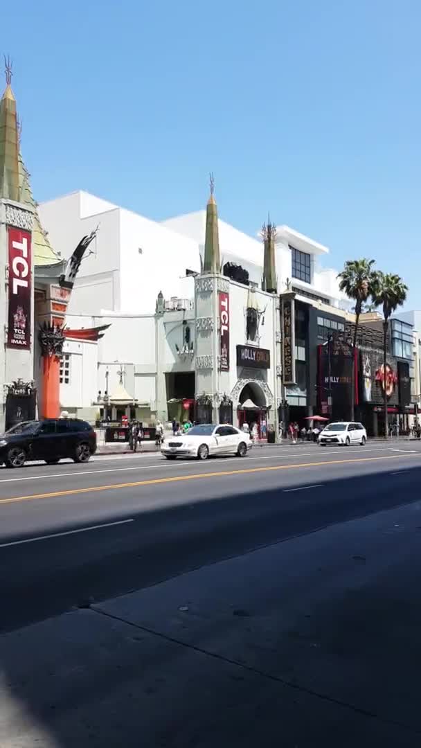 Vertical Video Hollywood Boulevard Walk Fame Tcl Chinese Theatre Traffic — Vídeos de Stock