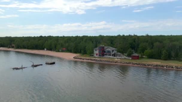 Bela Casa Férias Junto Lago Madeline Island Lake Superior Wisconsin — Vídeo de Stock