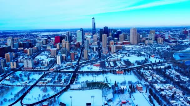 Winter1 Antennenüberflug Edmonton Prospects Baseball Club Die Rossdale Community League — Stockvideo
