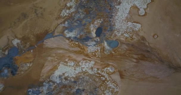 Flygfoto Över Fantastiska Geotermiska Landskap Island — Stockvideo