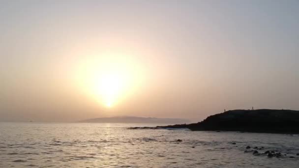 Atardecer Masivo Sobre Océano Atlántico Isla Tenerife Vuelo Aéreo Derecha — Vídeos de Stock