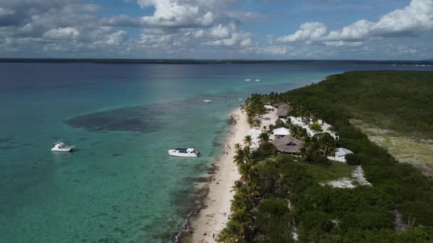 Plaża Wyspie Catalina Romana Republice Dominikańskiej Antena Wstecz — Wideo stockowe
