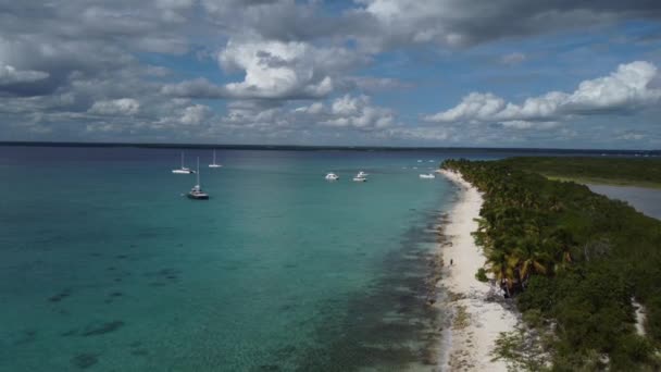 Drohne Fliegt Über Catalina Tropischen Inselstrand Romana Der Dominikanischen Republik — Stockvideo