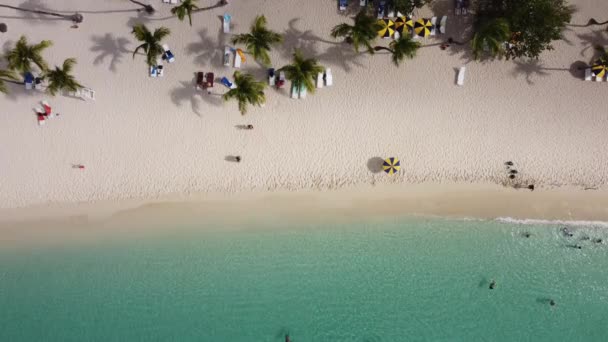 Turisti Fanno Bagno Acque Trasparenti Rilassano Sulla Spiaggia Sabbia Bianca — Video Stock