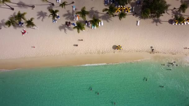 Turisti Che Fanno Bagno Acque Trasparenti Rilassanti Sulla Spiaggia Sabbia — Video Stock