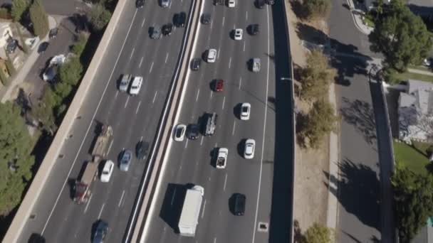 Volando Por Encima Del Tráfico Autopista 101 Los Ángeles — Vídeo de stock