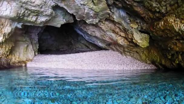 Jaskinia Foki Beach Kefalonii Grecja — Wideo stockowe