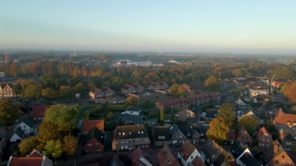 Veduta Aerea Del Quartiere Residenziale Nella Città Friesoythe Cloppenburg Bassa — Video Stock