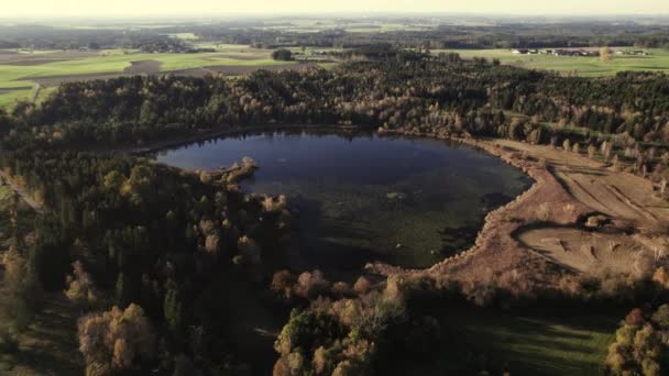 Vacker Antenn Drönare Skott Zillhamer See Ett Trevligt Naturreservat Södra — Stockvideo