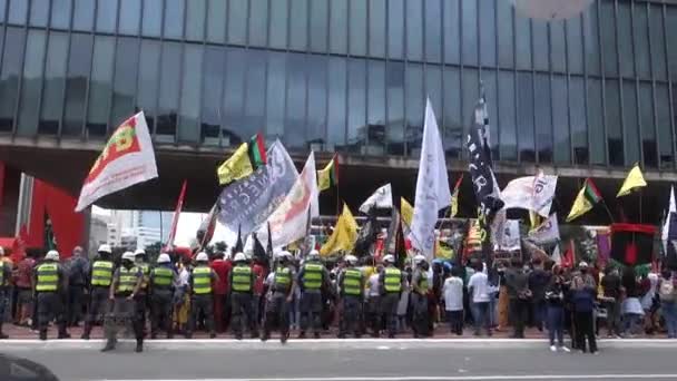 Sao Paulo Brazil Black Consciality Protest Racism Bolsonaro Regime People — 비디오