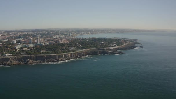 Luchtfoto Beweegt Rond Baai Van Cascais — Stockvideo