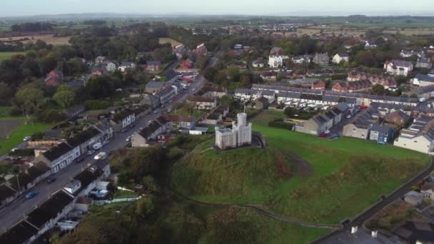 Luchtfoto Van Moat Donaghadee Stad Een Bewolkte Dag County Noord — Stockvideo