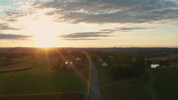 Stijgende Antenne Stijgt Naar Hemel Zonsondergang Zonsopgang Prachtige Natuur Het — Stockvideo