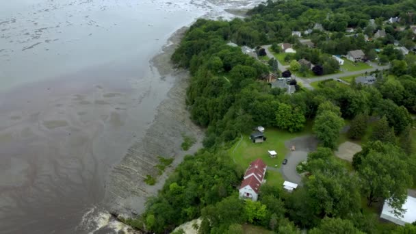 Pueblo Rural Beaumont Quebec Costa Del Río San Lorenzo Aérea — Vídeos de Stock