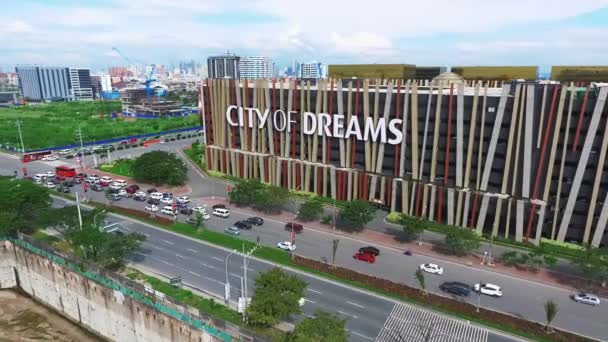 Stad Drömmar Manila Urban Street Tech Design Drönare Skott Bredvid — Stockvideo