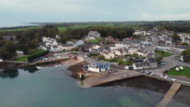 Vue Aérienne Village Strangford Par Temps Nuageux Comté Irlande Nord — Video