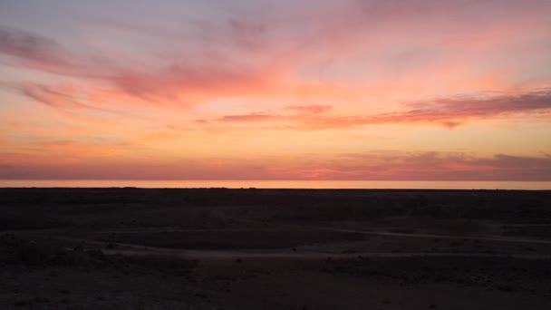 Oceano Pôr Sol Laranja Chipre Ângulo Largo — Vídeo de Stock