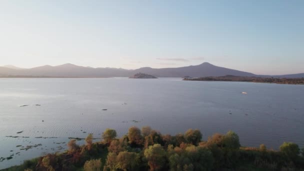 Luchtnadering Naar Janitzio Island Michoacan — Stockvideo