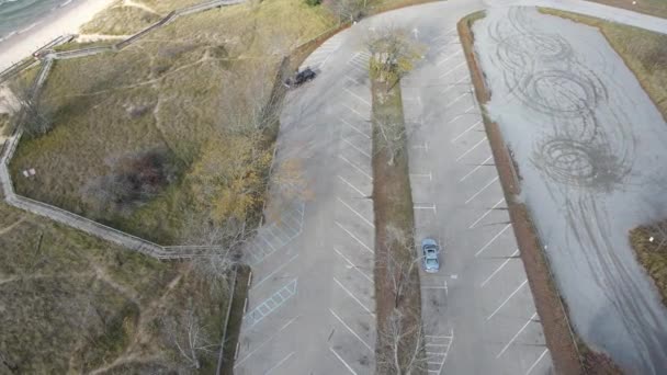 Parcheggio Del Parco Kruse Una Fredda Mattina Novembre — Video Stock