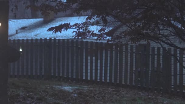 Rallentatore Una Serata Fredda Neve Che Cade Velocità — Video Stock