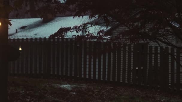 Холодний Вечір Яким Снігопадом Погляд Фільмів — стокове відео