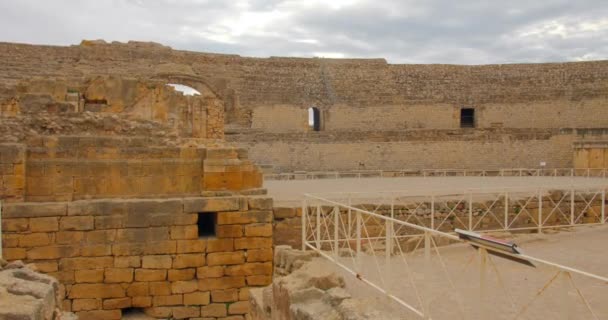 Close Anfiteatro Romano Tarragona Capturado Uma Sessão Vídeo Durante Dia — Vídeo de Stock