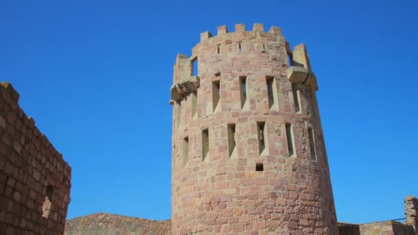 Hrad Zřícenina Vrcholu Kopce Vilafames Castellon Španělsko Panning Shot — Stock video