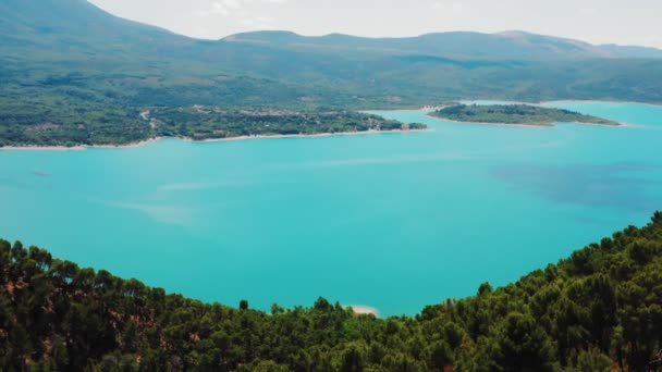 Luftaufnahme Zeigt Das Schöne Blaue Wasser Der Gorges Verdon — Stockvideo