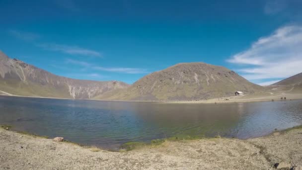 Time Lapse Lagune Panoramisch Uitzicht Vulkaan Nevado Toluca — Stockvideo