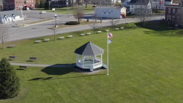 Vue Aérienne Parc Town Square Compris Mât Drapeau Belvédère Des — Video