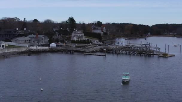 Lot Lotniczy Nad Pepperrell Cove Pier Piscataqua River Kittery Point — Wideo stockowe