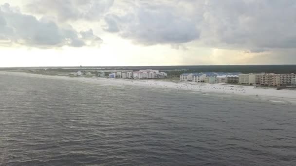 Vista Panorámica Del Paisaje Urbano Playa Orange Beach Alabama Atardecer — Vídeos de Stock