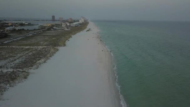 Aerial Shot White Sand Beaches Sunset Pensacola Florida Drone Shot — Vídeos de Stock