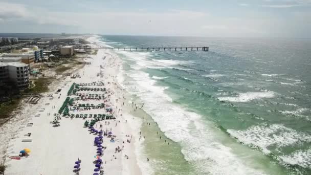 Panorama Turistas Fort Walton Beach Muelle Pesca Isla Okaloosa Florida — Vídeos de Stock