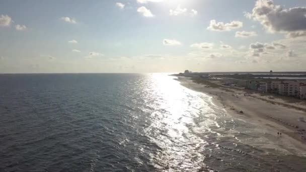 Playa Idílica Alabama Atardecer Tiro Aéreo Con Dron — Vídeos de Stock