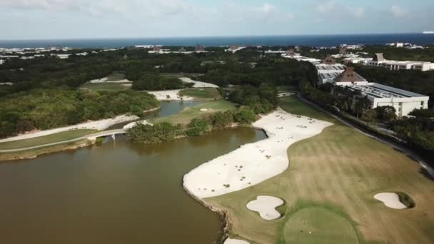 Luchtfoto Van Luxe Nicklaus Design Golfbaan Bij Quintana Roo Mexico — Stockvideo