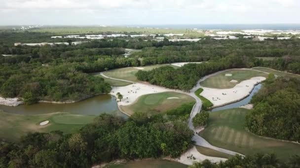 Vista Aérea Del Campo Golf Nicklaus Design Vidanta Riviera Maya — Vídeo de stock