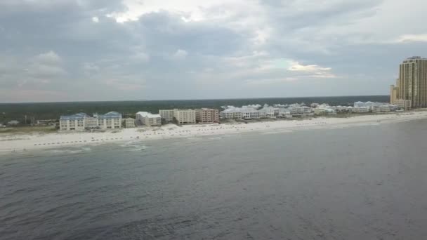 Alabama Gulf Coast Beach View Aerial Drone Shot — Stock Video
