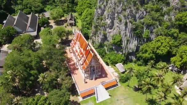 Flygbilder Avslöjar Det Berömda Buddhistiska Templet Och Komplexet Sedan Kokosnötsträden — Stockvideo