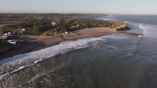 Luna Roja Beach Sunset Chapadmalal Argentina Aerial Panoramic View — Stock Video